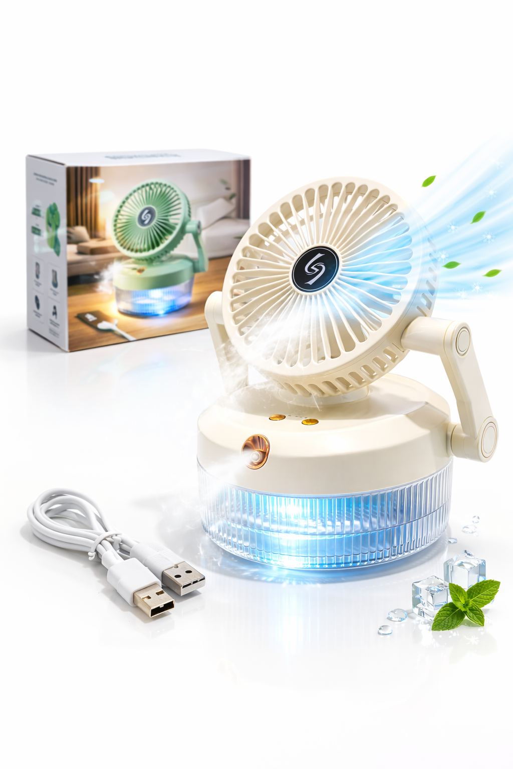 VENTILADOR REDONDO ESCRITORIO CON ROSIADOR