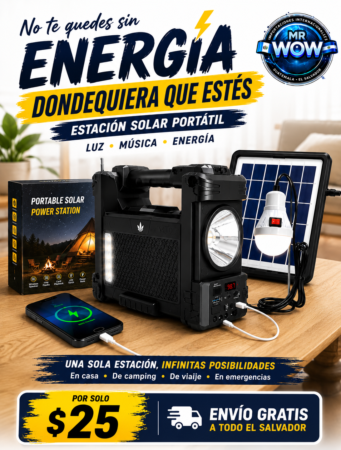 ESTACION SOLAR PORTATIL MULTIFUNCIONAL